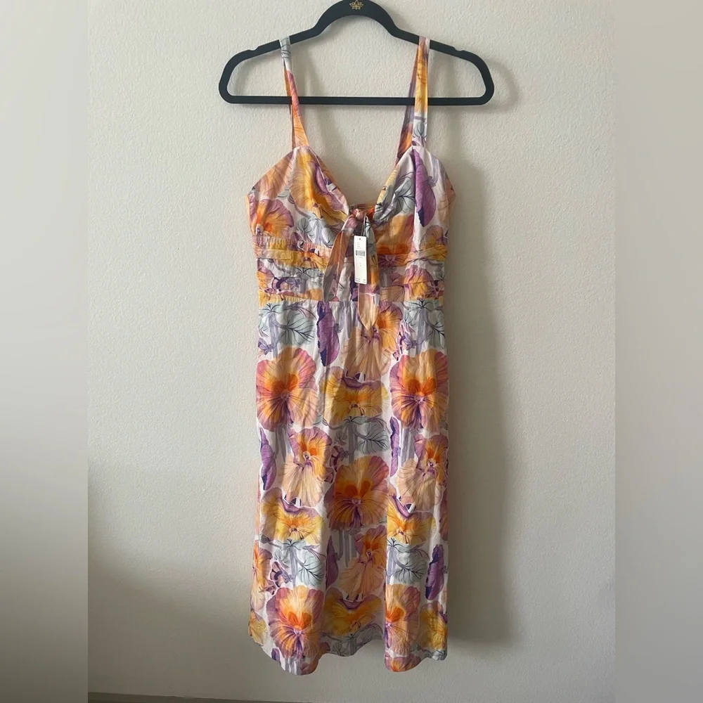 Cecilia Pettersson for Anthropologie Floral Print bow cinched waist midi Dress - Picture 6 of 10